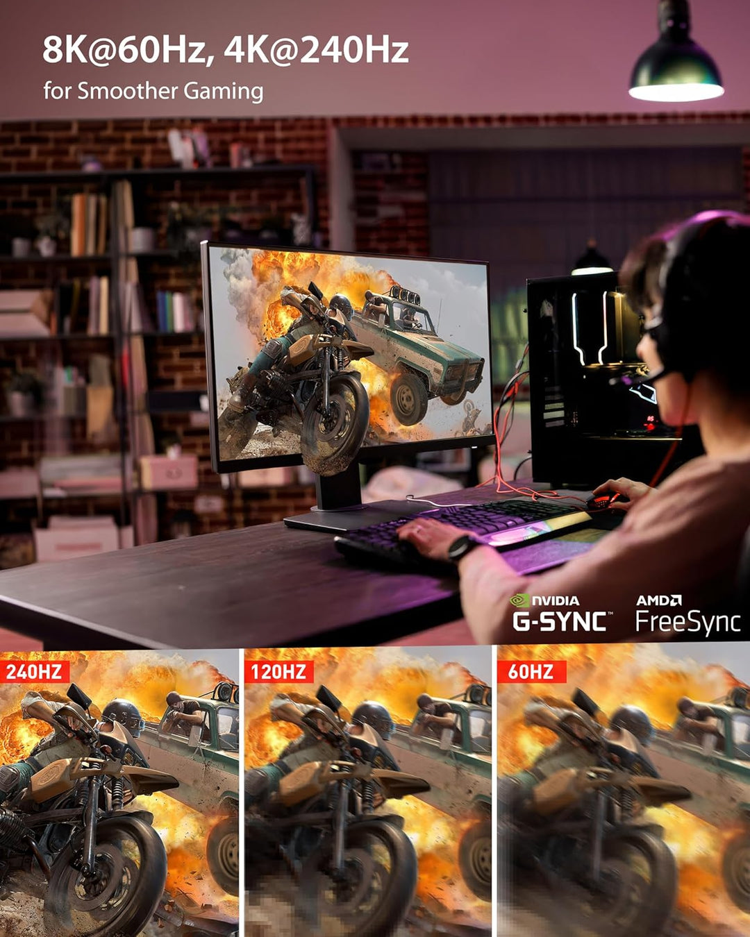 Stouchi [2Pack] DisplayPort Kabel 1.4 240Hz 1.2M/4FT DP1.4 Unterstützung 8K@60Hz 4K@60Hz/ 144Hz/120H