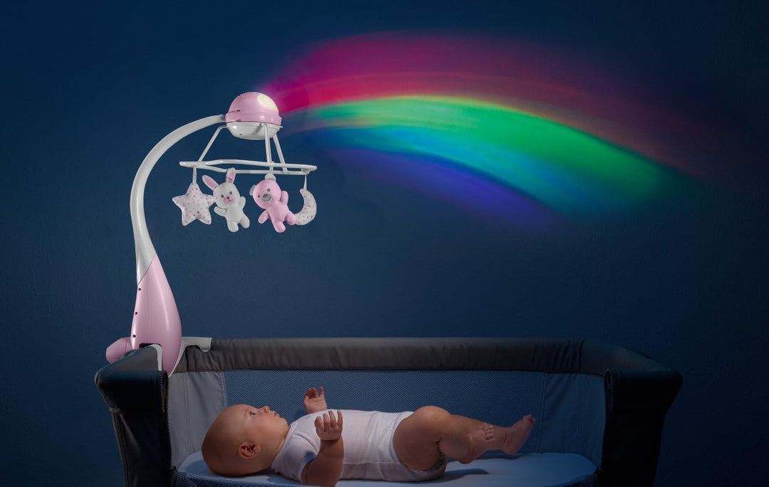 CHICCO First Dreams Rainbow Musical Karussell, 3in1 Neugeborenen Karussell mit beruhigenden Melodien