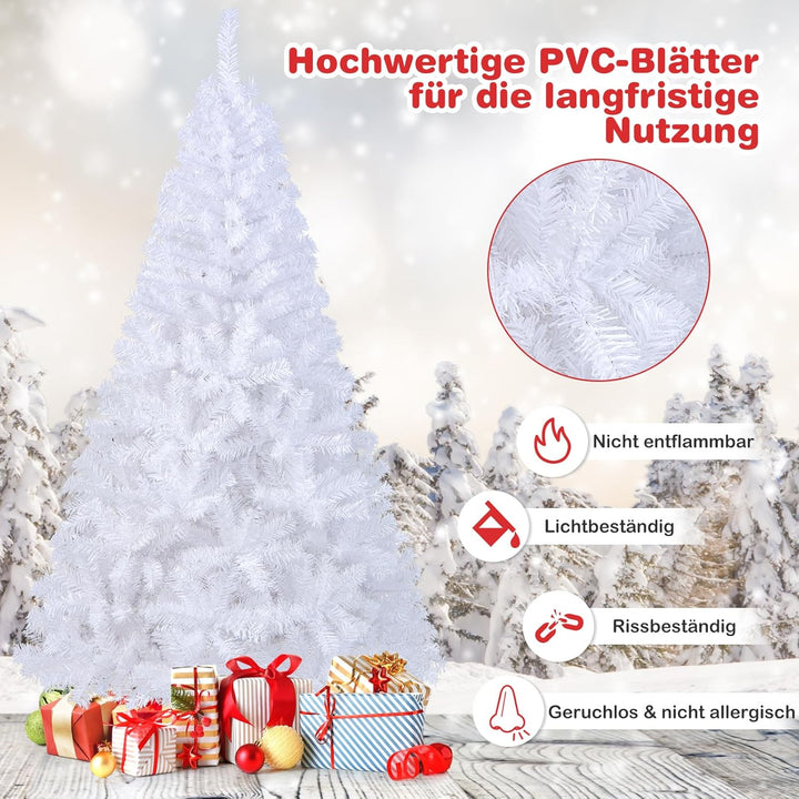 GOPLUS 150/180/210/240cm Weihnachtsbaum Weiss, Festliche Weihnachtdekoration für Zuhause, Weisser Ta
