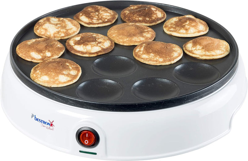 Bestron Poffertjes Maker im Retro Design, Mini Pfannkuchen Automat, mit Antihaftbeschichtung, Sweet