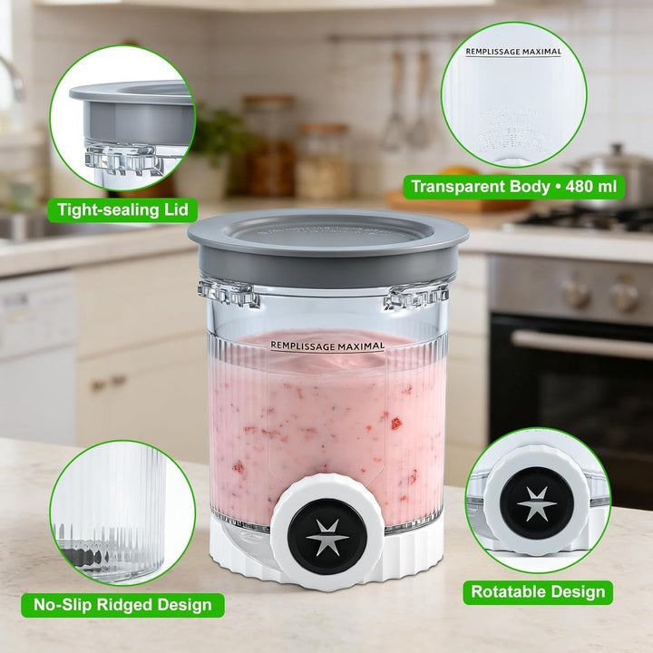 Qingning 2 Stück Behälter für Ninja Swirl by CREAMi, 480 ml Eisbehälter für Ice Cream, Kompatibel mi