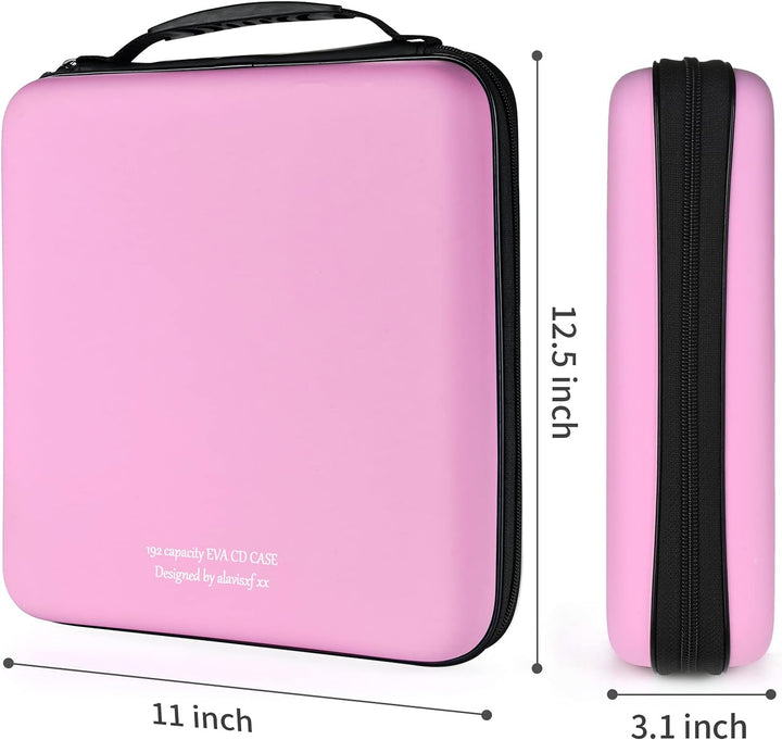 CD Tasche, 192 Kapazität Hart Eva Blu-ray CD-Brieftasche Doppelreissverschluss Handschlaufe Tragbare