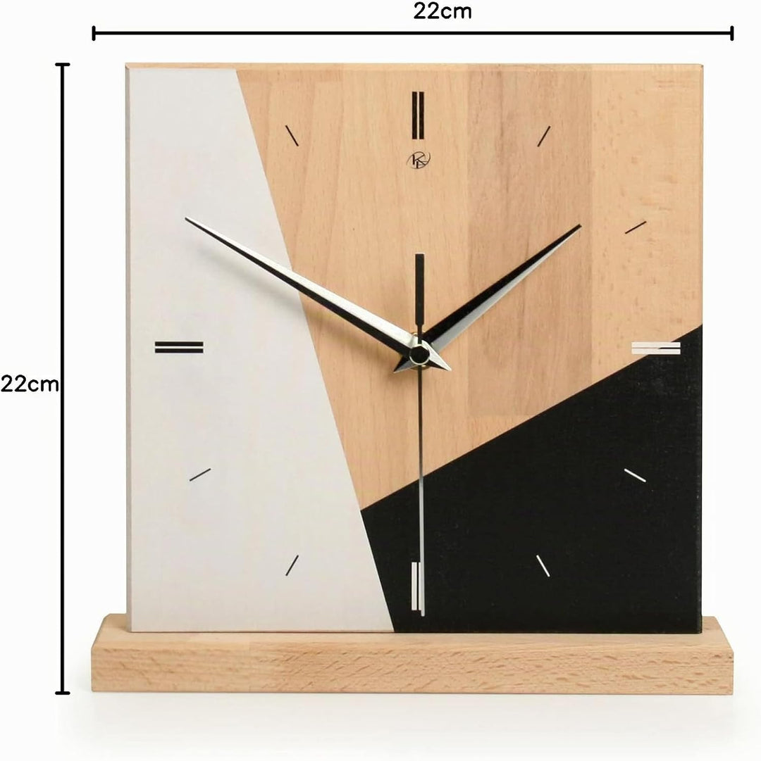 Kreative Feder Designer-STANDUHR „Triangle“ aus Massivholz – analoge TISCHUHR ohne Tickgeräusche (le