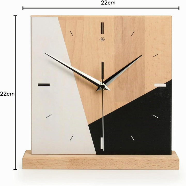 Kreative Feder Designer-STANDUHR „Triangle“ aus Massivholz – analoge TISCHUHR ohne Tickgeräusche (le