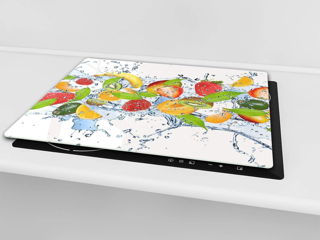 Küchenbrett aus Hartglas und Induktionskochplattenabdeckung – Schneideplatten SINGLE mit 60 x 52 cm