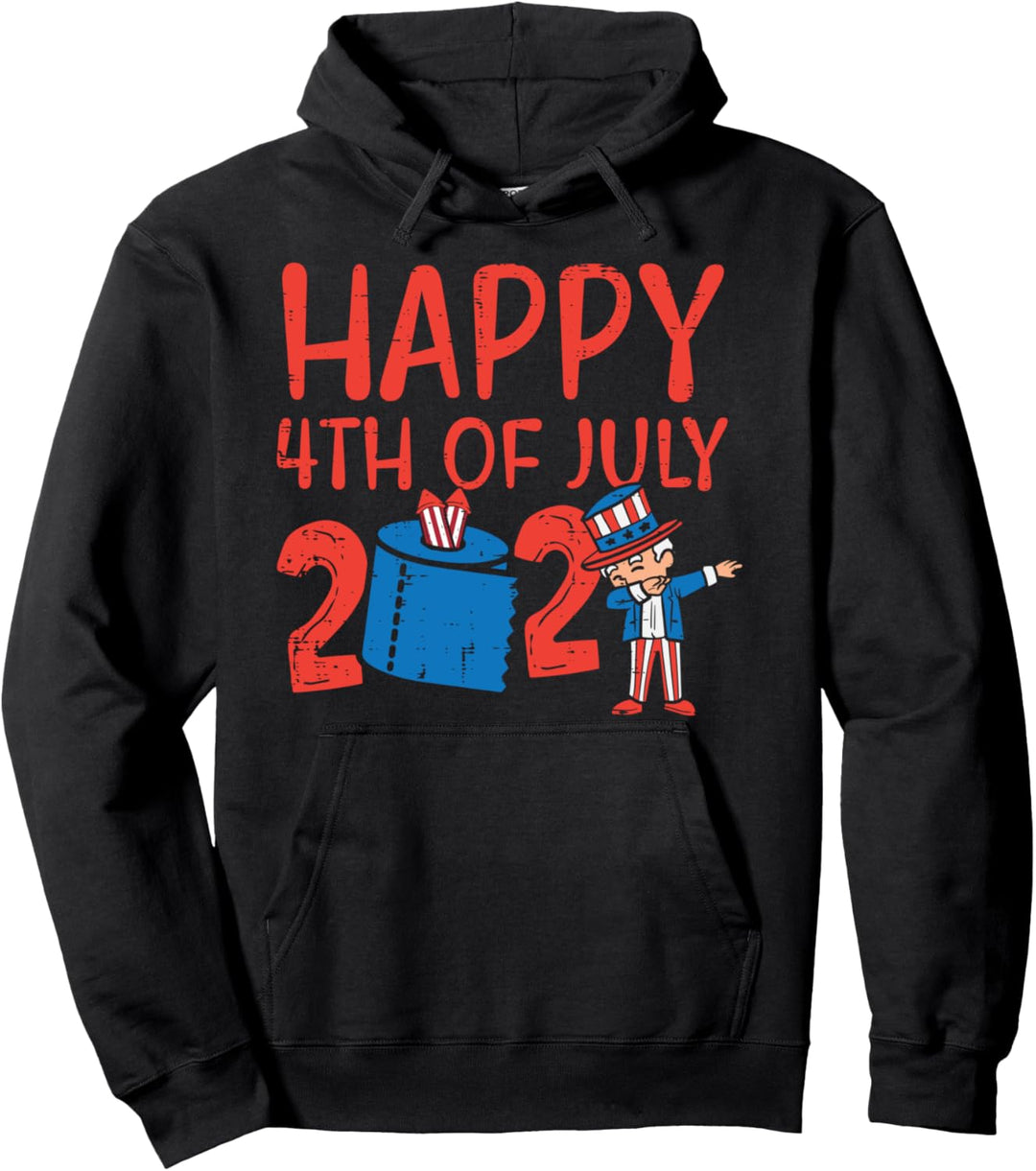 Happy 4th Of July 2021 Toilet Paper Dab Uncle Sam Face Mask Pullover Hoodie