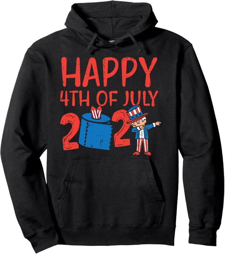 Happy 4th Of July 2021 Toilet Paper Dab Uncle Sam Face Mask Pullover Hoodie