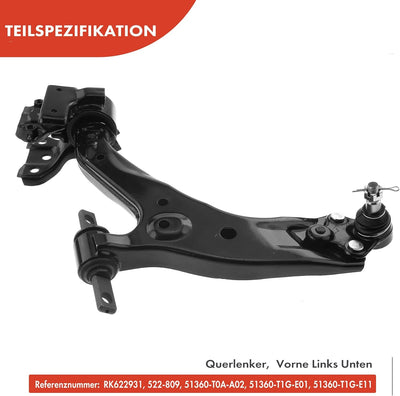 Frankberg Querlenker Vorne Rechts Unten Kompatibel mit CR-V IV RM 1.6L 2.0L 2.2L 2012-2022 Replace#