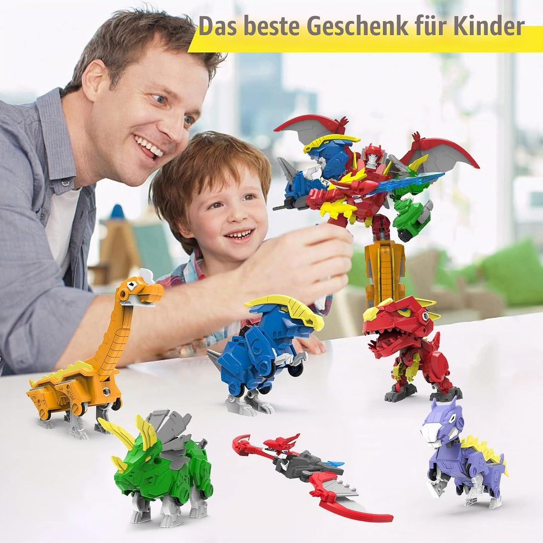 XUEXUE Dinosaur Deformation Toys, 6-in-1 Take Apart Action Figures Transform into Robot, Ideal for B