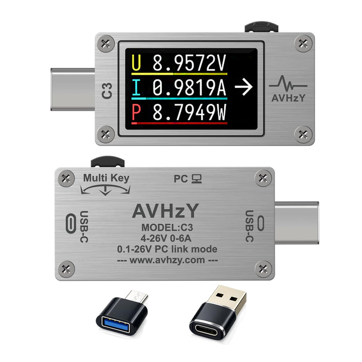 USB Power Meter USB 3.1 Typ-C Tester Digital Multimeter Stromtester Spannungsdetektor DC 26V 6A PD 2