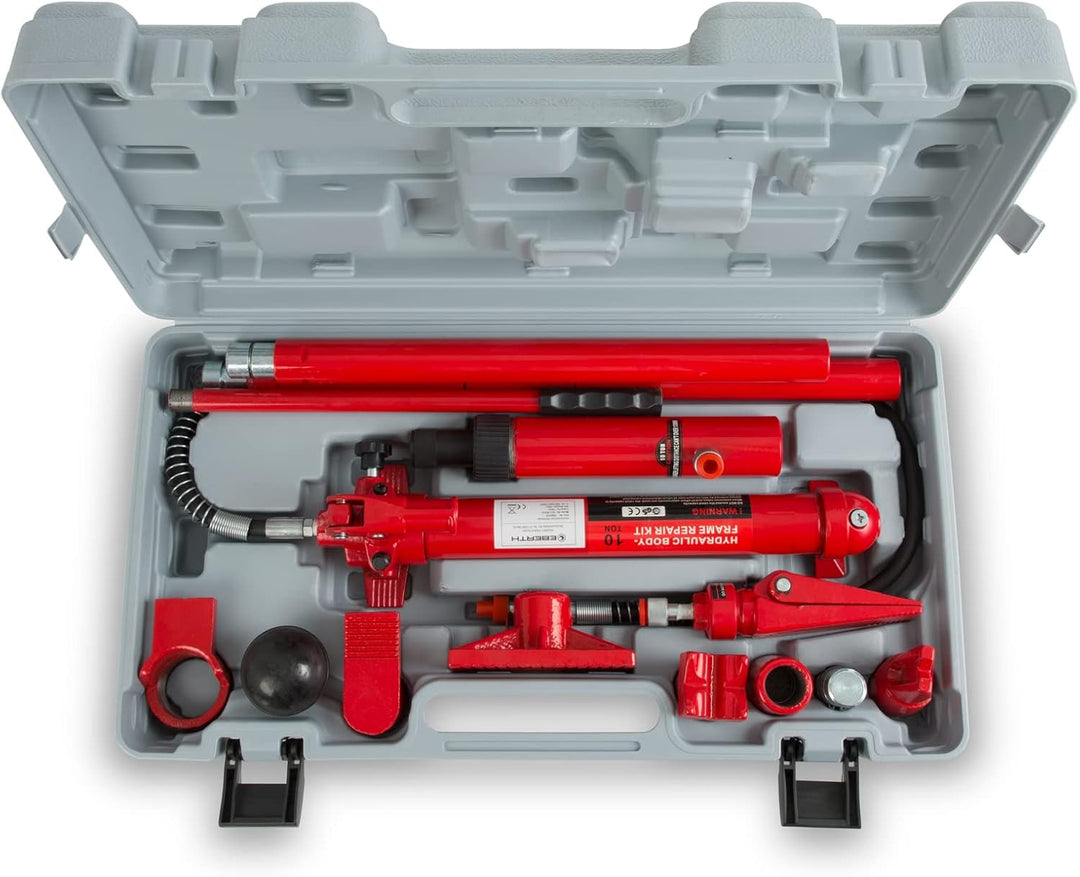 EBERTH Karosseriepresse Hydraulisch mit 4T Leistung, umfangreicher Ausbeulsatz inklusive Presse, 7 D