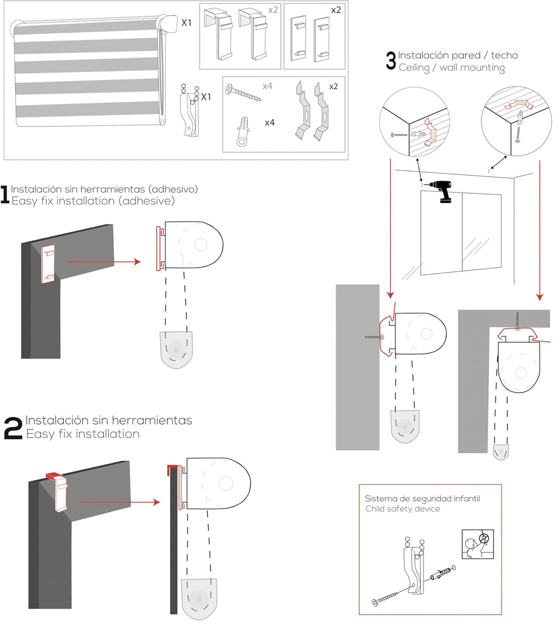 Blindecor - Indus doppelrollo klemmfix ohne bohren - duo rollo klemmfix Weiss - 130 x 130 cm(Breite