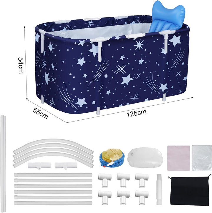 Sinbide 125x55x54cm Tragbare Badewanne, Faltbare Badewanne für Erwachsene, Grosse Familien Badewanne