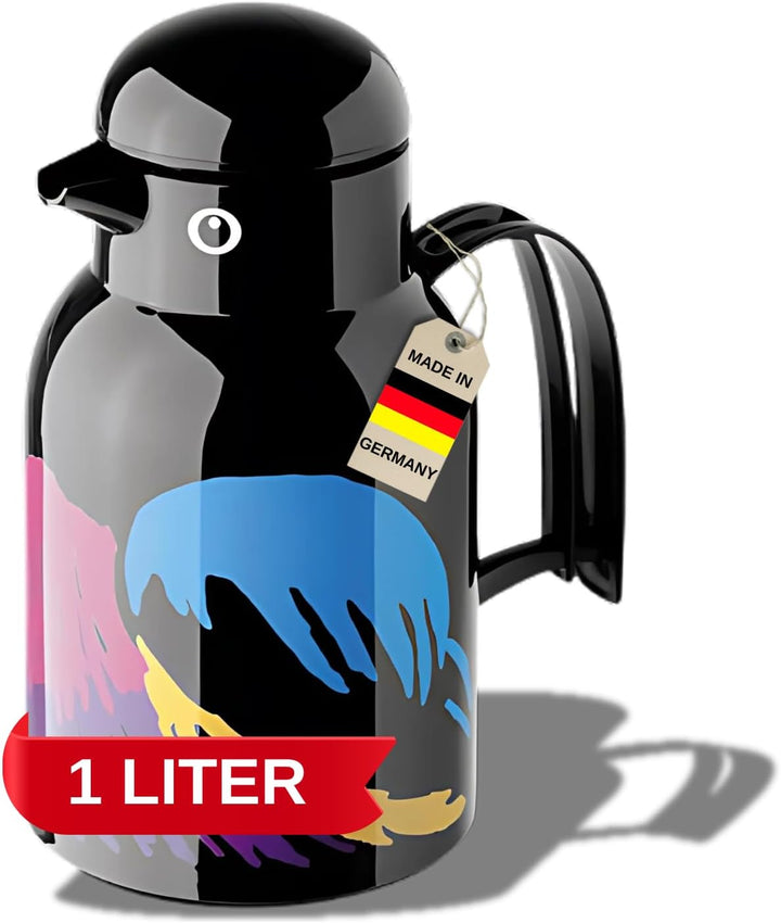Helios Thermo-Bird Paradiesvogel Kunststoff-Isolierkanne, schwarz, 1 Liter, Schwarz