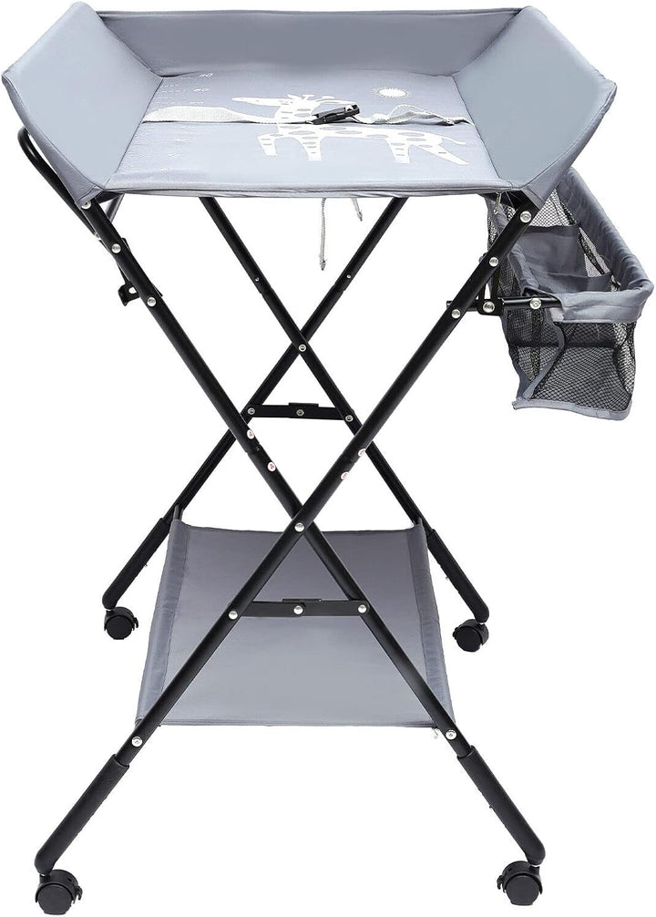 Baby Wickeltisch Changing Table, Kinder Mobiler Wickeltisch klappbarer mit herausnehmbarer Trennwand