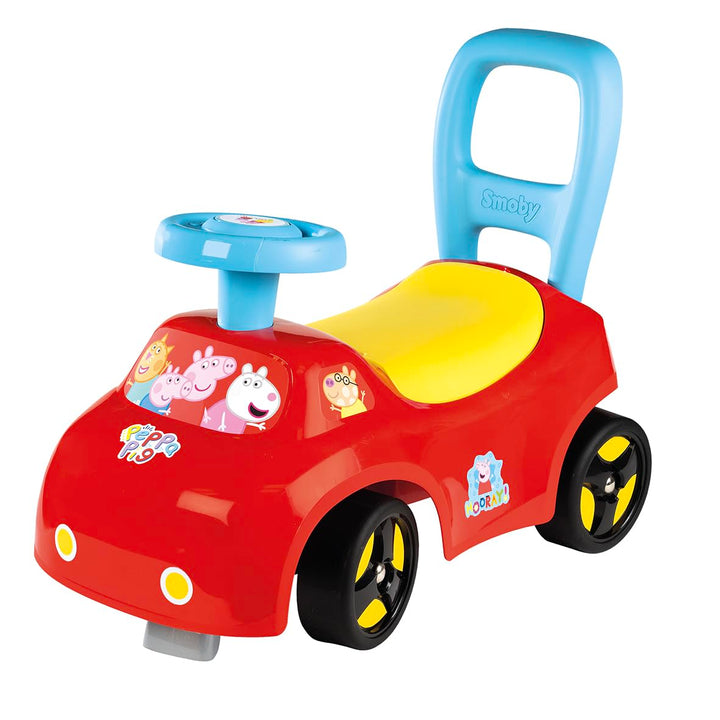 Smoby Peppa Pig Rutscher – wendiges Kinderfahrzeug mit Hupenlenkrad – Rückenstütze, Staufach, Kippsc