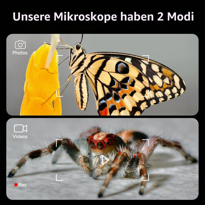 BEAVERLAB 4,0" IPS digitales Mikroskop 100X-1600X, Handheld Microscope 1080P HD Taschenmikroskop WiF