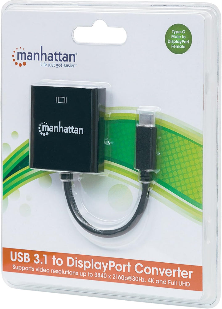Manhattan 152020 USB 3.1 Typ-C-Stecker auf DisplayPort-Konverter Buchse schwarz USB auf DisplayPort