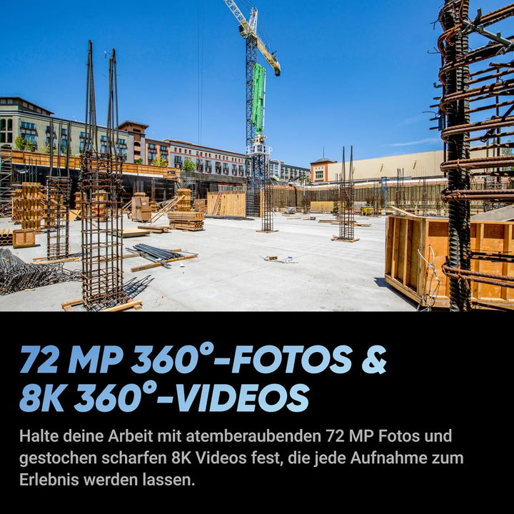 Insta360 X5 Baustellen-Bundle - 360°-Baustellen-Kamera, 8K30fps 360°-HDR-Videos, 72MP Fotos, Selfie-