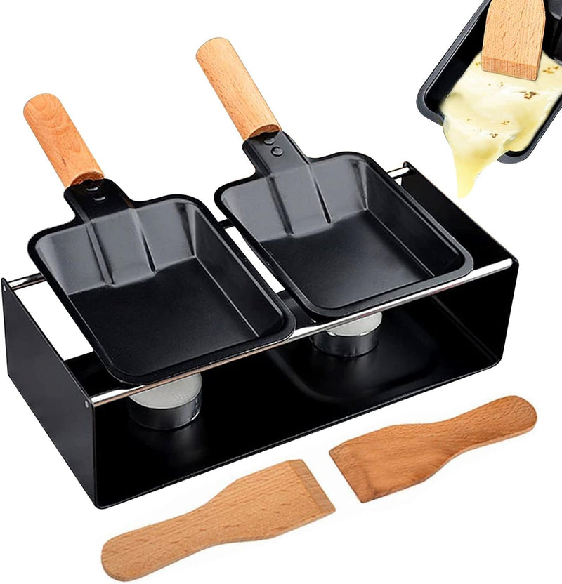 Holzsammlung Raclette-Set,Mini Raclette Grill Portable Käseschmelzer Käse Raclette Grill mit 2 Stück
