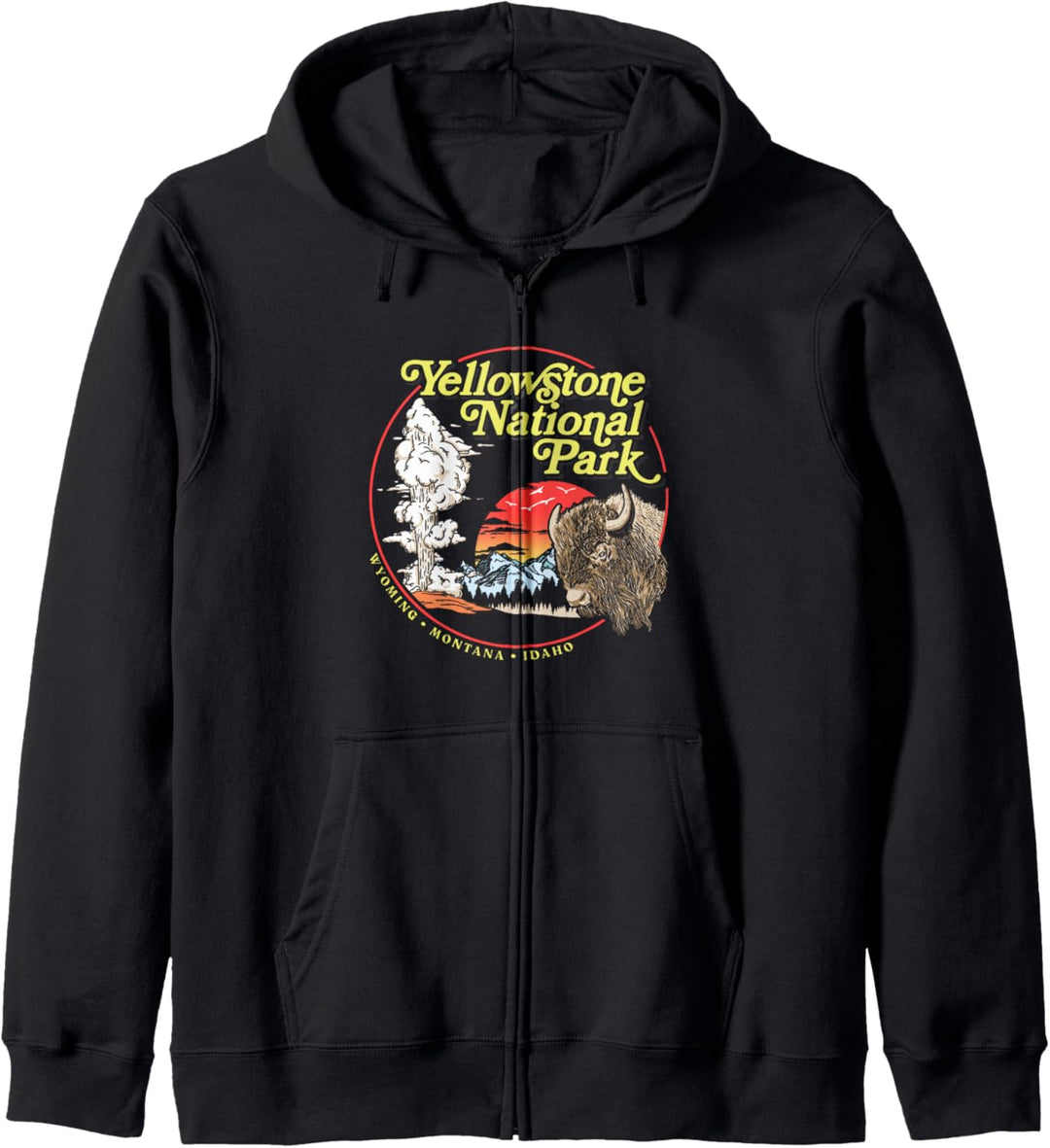 Yellowstone National Park Vintage 70's Old Faithful Graphic Kapuzenjacke
