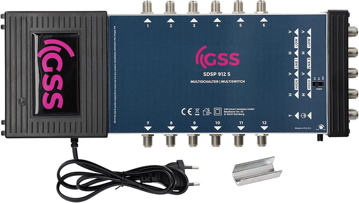 GSS 9/12 Multischalter für 12 Teilnehmer & 2 Satelliten inkl. Aufdrehhilfe - für 2 Quad oder 2 Quatt