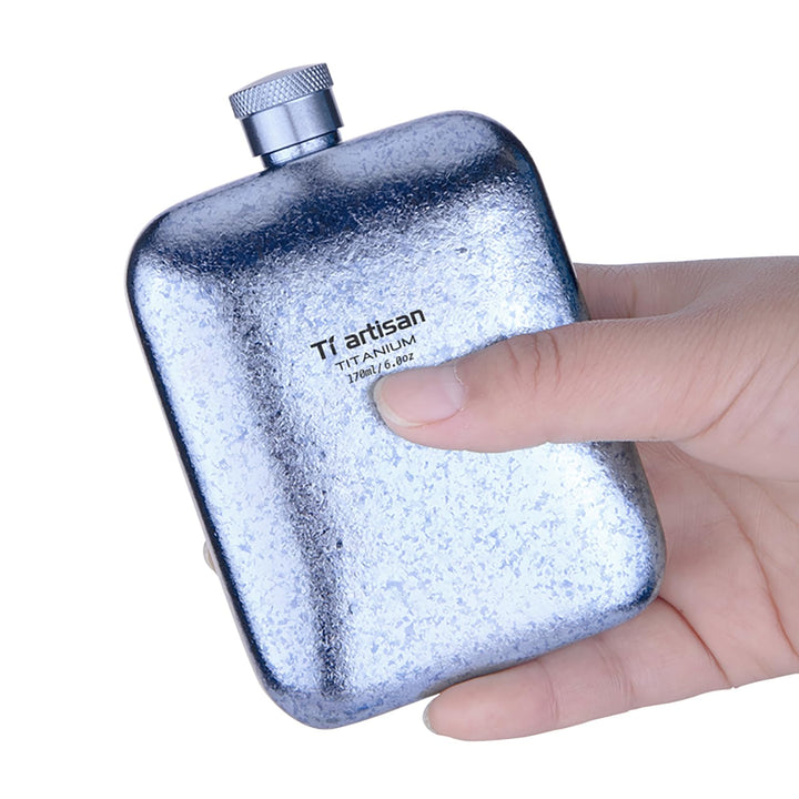 Ti artisan Titan Flachmann mit Trichter Ultraleichte Titanium Hip Flask Whisky Glaskolben für Outdoo