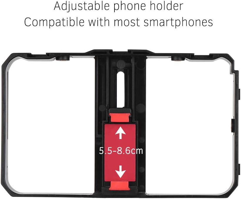 Andoer Smartphone-Video-Rig mit 2 LED-Video-Lichtern, Handy-Video-Stabilisator, Stativhalterung für