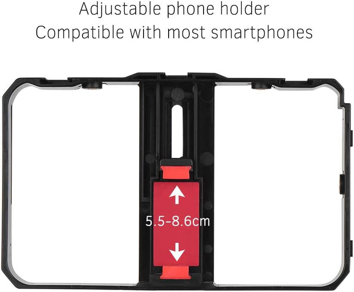Andoer Smartphone-Video-Rig mit 2 LED-Video-Lichtern, Handy-Video-Stabilisator, Stativhalterung für