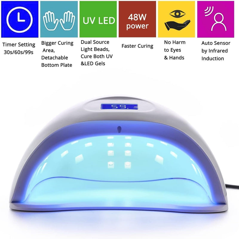 Makartt LED-UV-Nagellampe, 48W Nageltrockner Gel Nagelhärtungslampe für Gelpolitur, UV-Licht für Gel