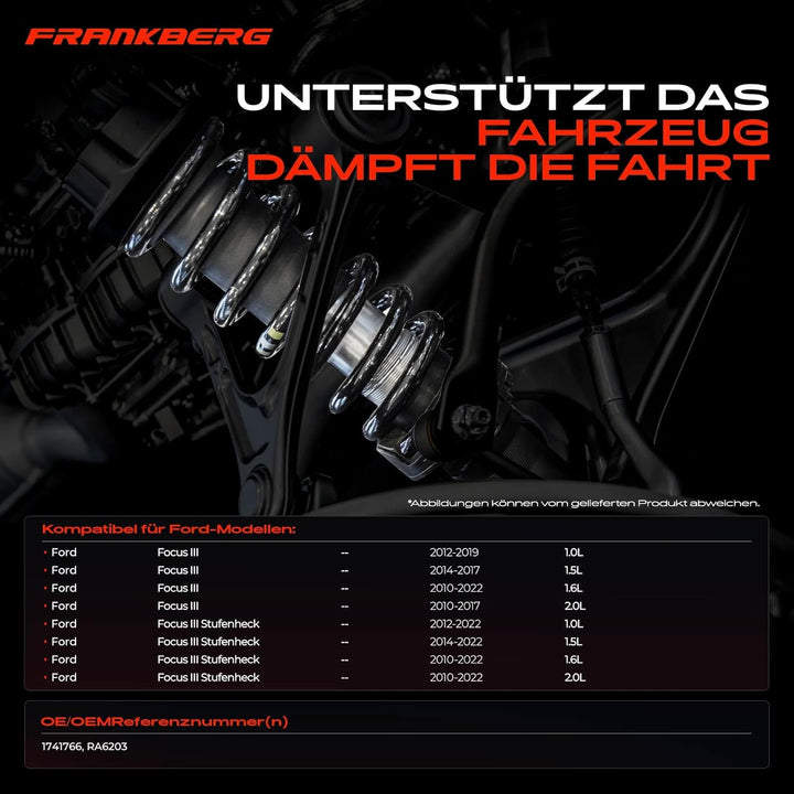 Frankberg 2x Federn Fahrwerksfeder Hinterachse Kompatibel mit Focus III 1.0L-2.0L 2010-Heute Focus I