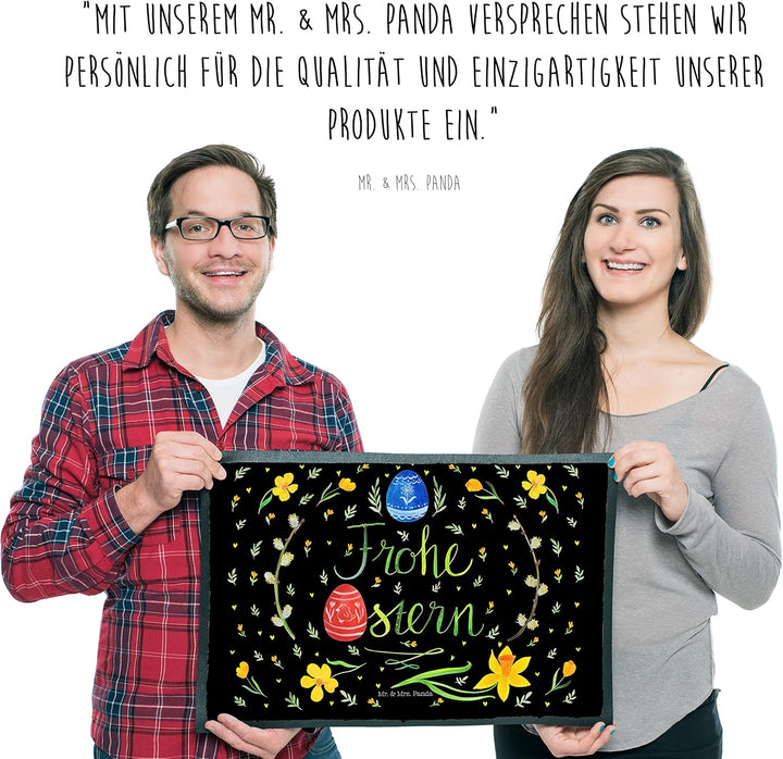 Mr. &amp; Mrs. Panda 50 x 75 cm Fussmatte Frohe Ostern - Ostergeschenke, Osterdeko, Geschenk, Türvorlege