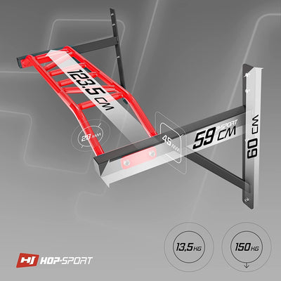 Hop-Sport Multigriff Klimmzugstange für Wand HS-2002K - Profi Fitness Pull Up Bar für zuhause mit vi