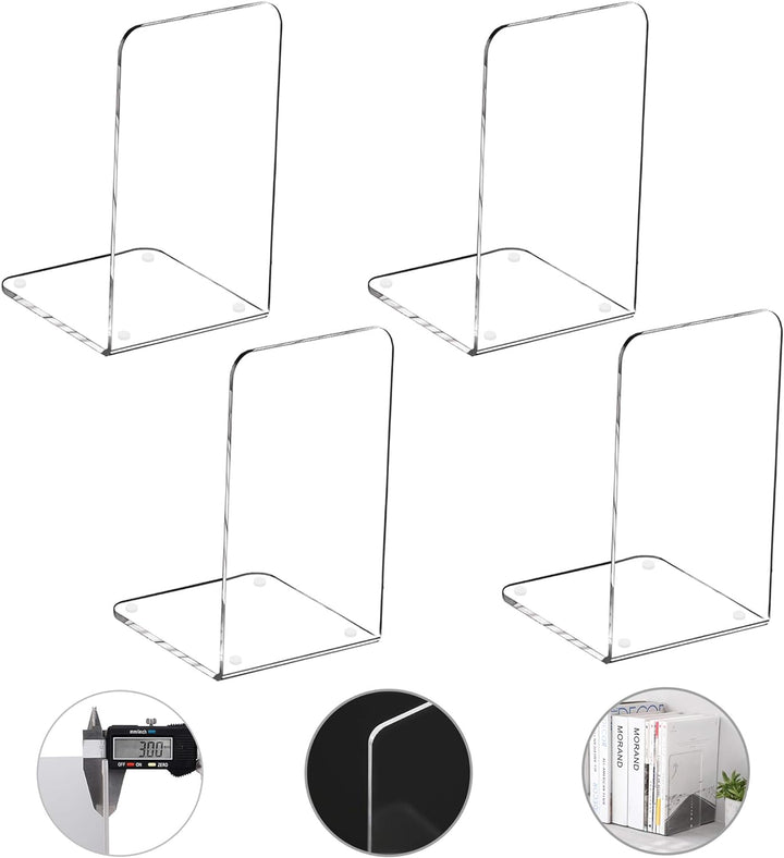 Buchstütze, MerryNine Acryl Transparente Buchstützen mit Rutschfester Auflage für Bücherregal Büro S