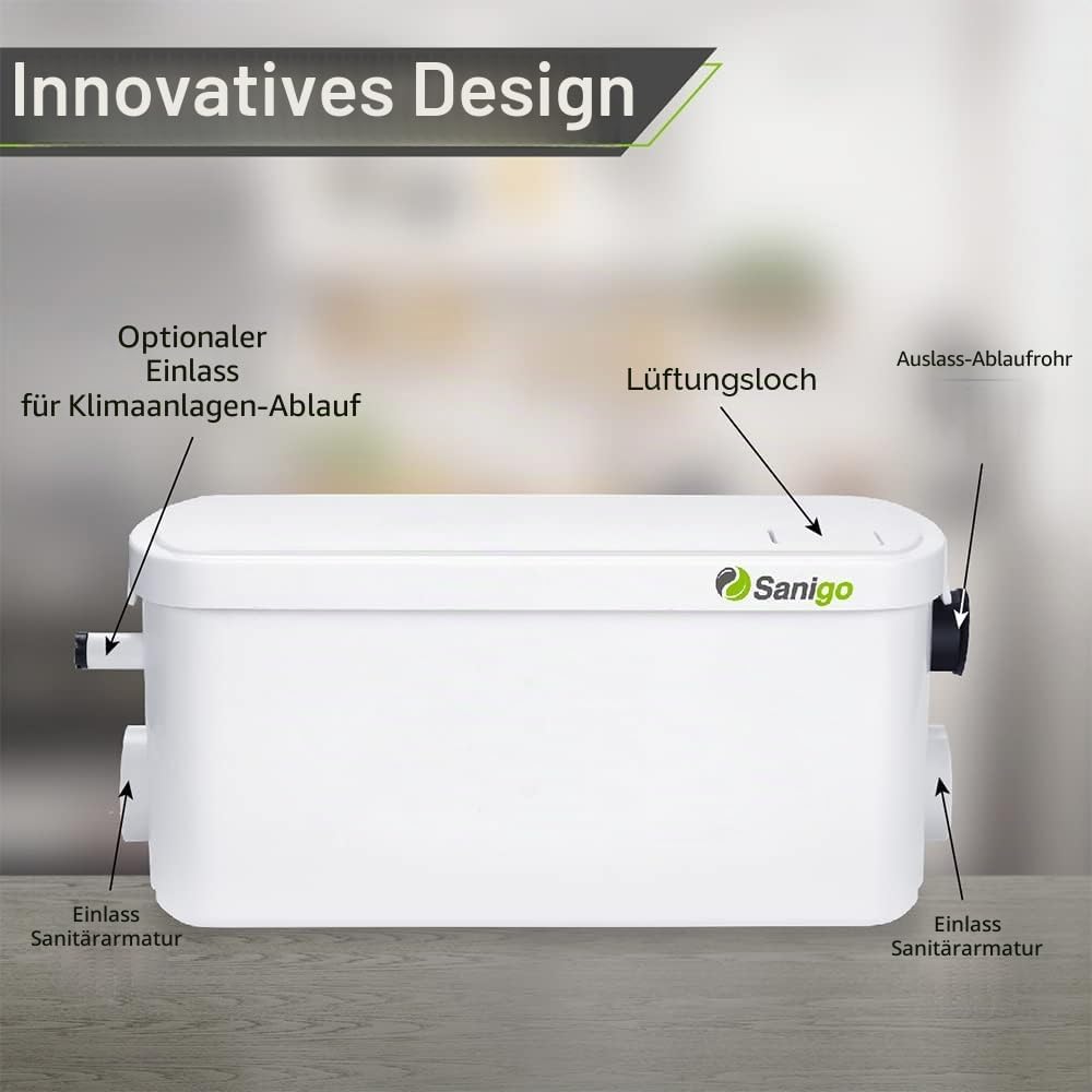 Sanigo SANI-S250C Sanitärzerkleinerer, leiser Abfallpumpe, Hebepumpe, Dusche mit zwei Eingängen, Kup