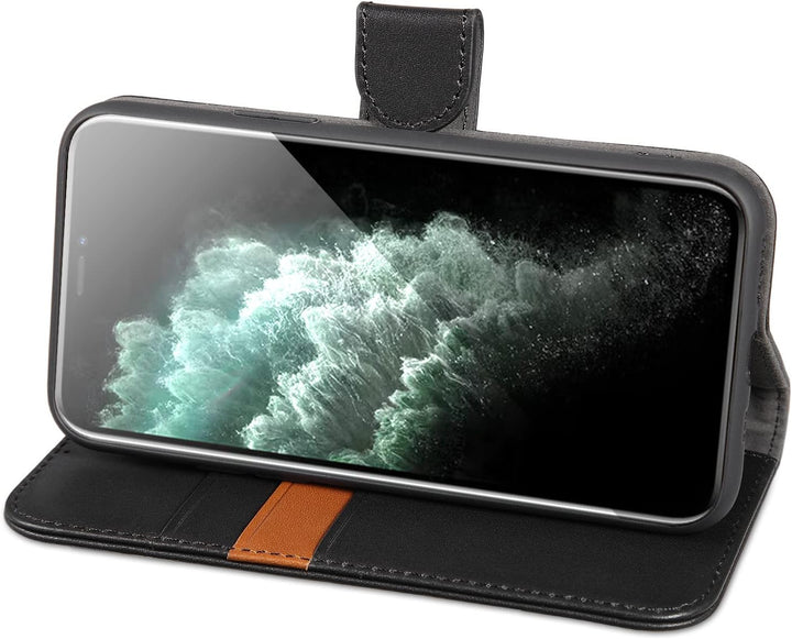 LENSUN Echtleder Hülle für iPhone 11 Pro, Handyhülle [Echtes Leder][Magnetverschluss][RFID Schutz] H