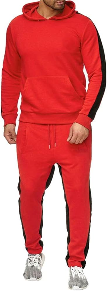 amropi Herren Trainingsanzug Jogginganzug Männer Kapuzenpullover und Jogginghose Sportanzug 6XL Rot,