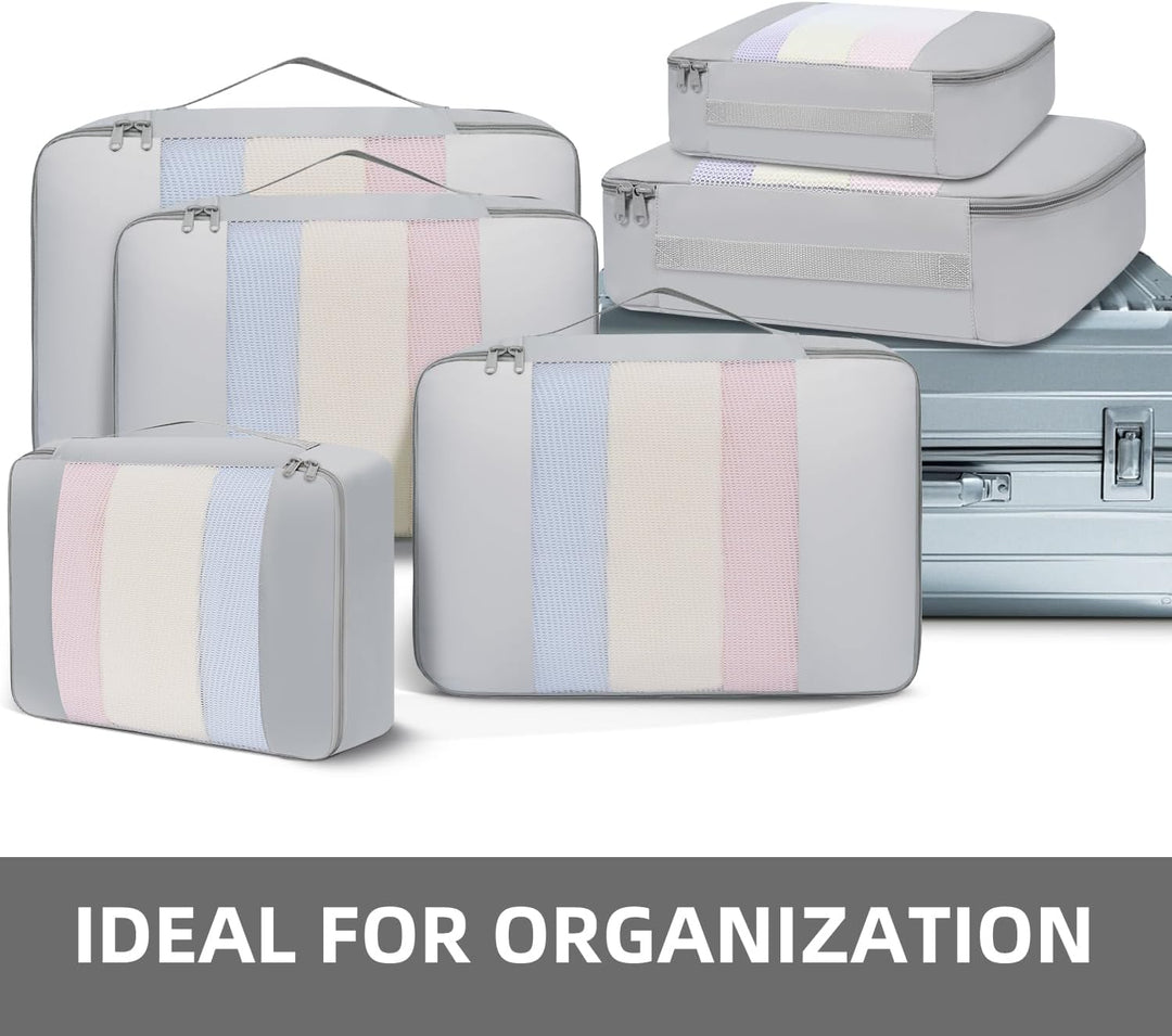 BAGAIL 6er-Set Packwürfel in verschiedenen Grössen Packorganizer für Reisezubehör Gepäck Handgepäck