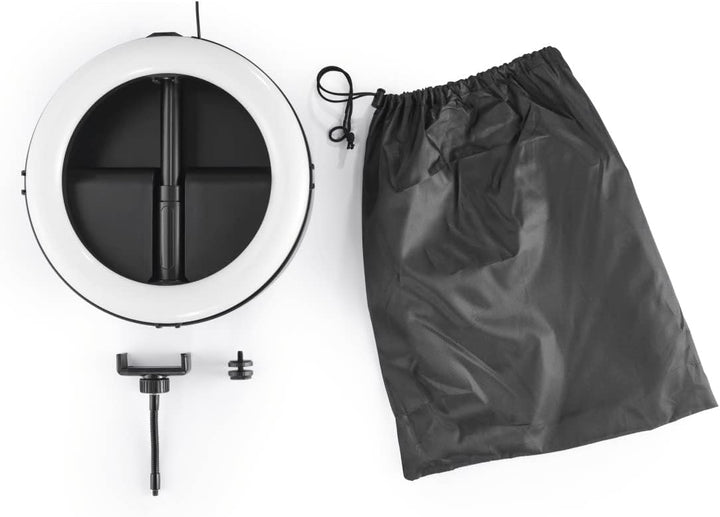 Hama LED Ringlicht mit Stativ Handy faltbar (10,2“ Ringleuchte, 26,5 cm Durchmesser, Tisch Stativ fü