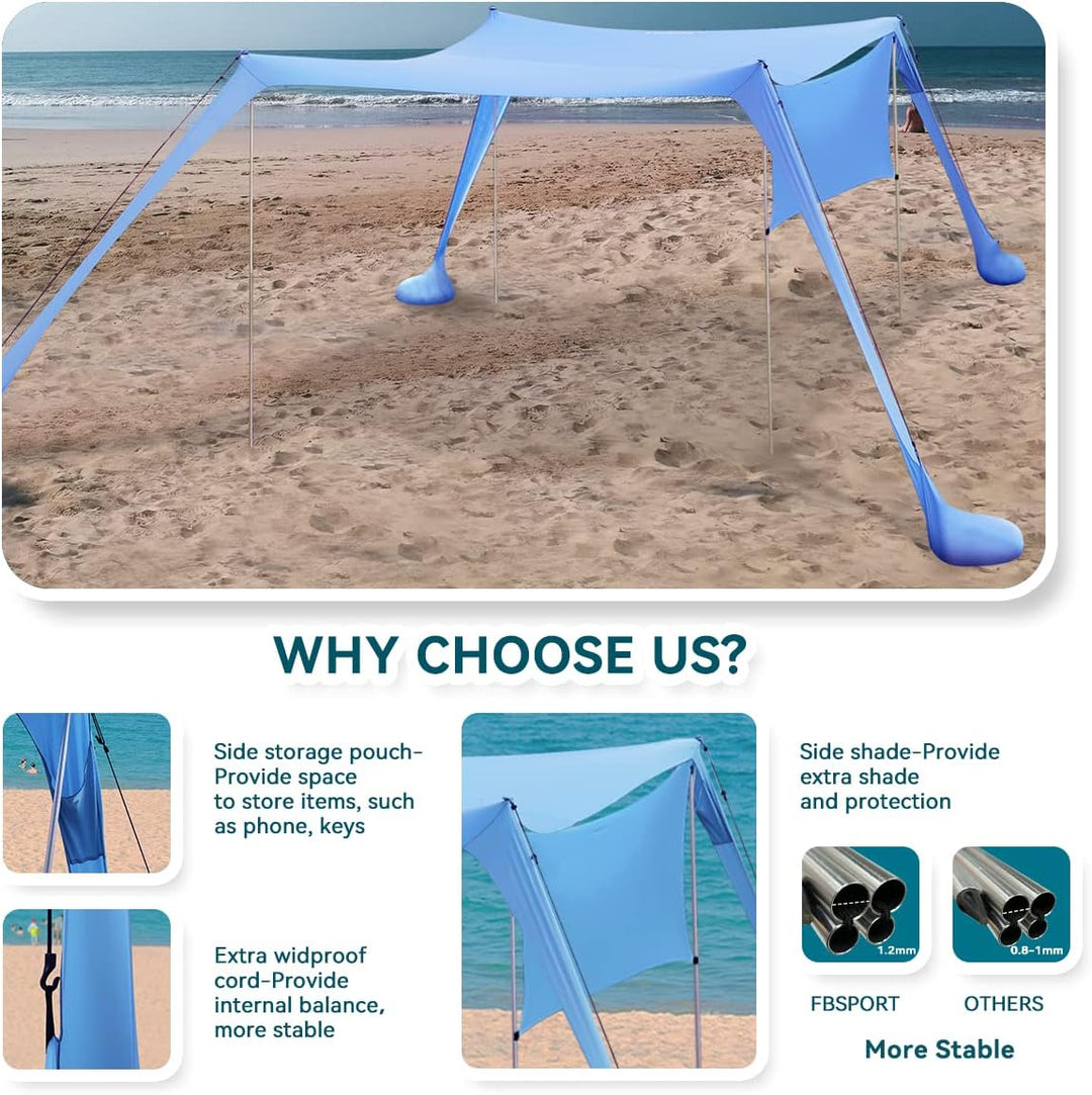 Strandzelt Sonnenschutz Strand zelte strandmuschel Muschel UPF50+ mit Sandschaufel, Erdnägeln und St