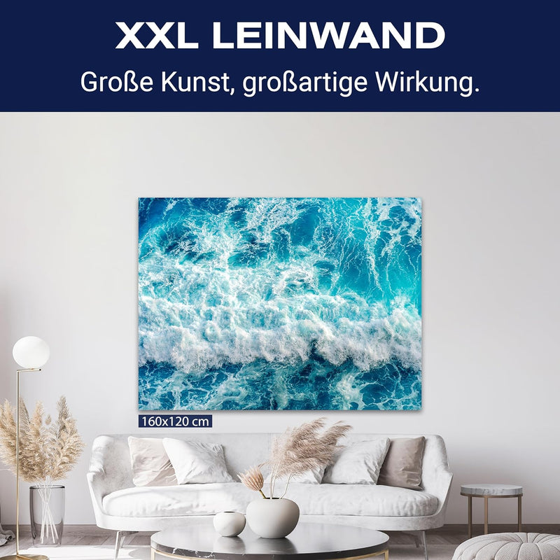 wandmotiv24 Leinwand-Bild Raues Meer 2, Grösse 100x75cm, Querformat, Wand-Bilder, Dekoration Wohnzim