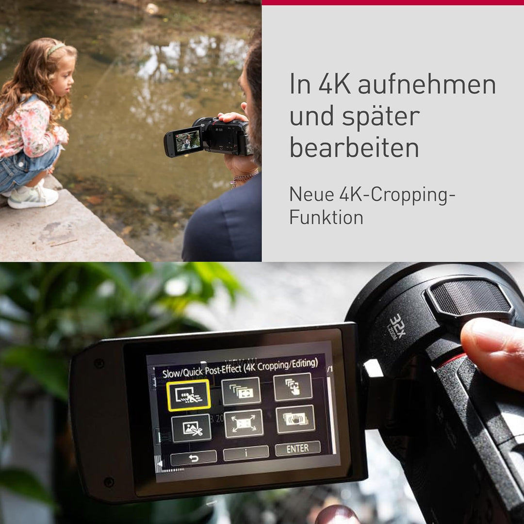 Panasonic HC-VX3E-K 4K-Camcorder, Video (25p), 25-mm-F1.8-Weitwinkelobjektiv, 24-facher optischer Zo