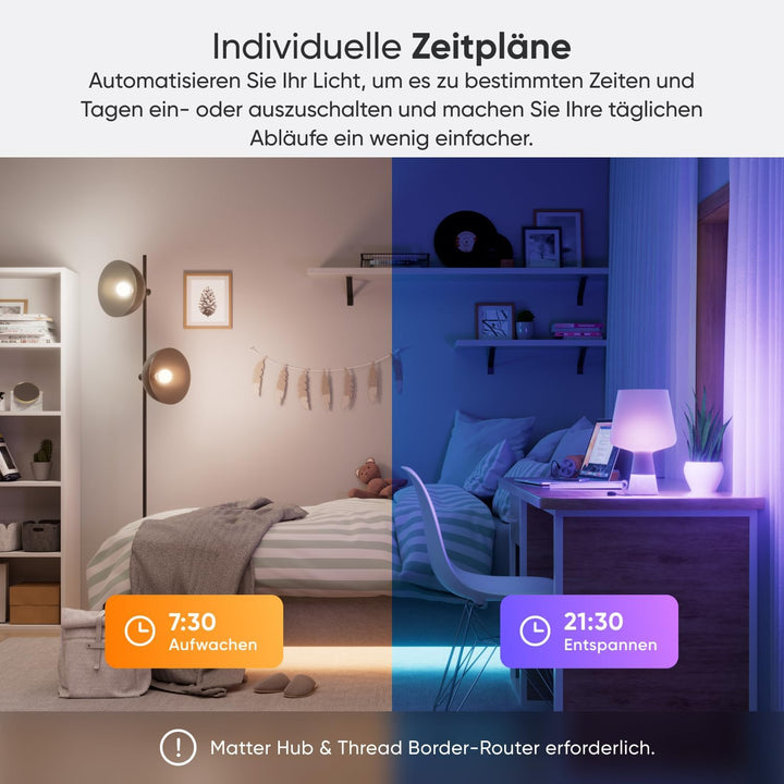 Nanoleaf Matter Essentials Glühbirne, 3 Smarten RGBW B22 LED Lampen - Matter über Thread, Bluetooth