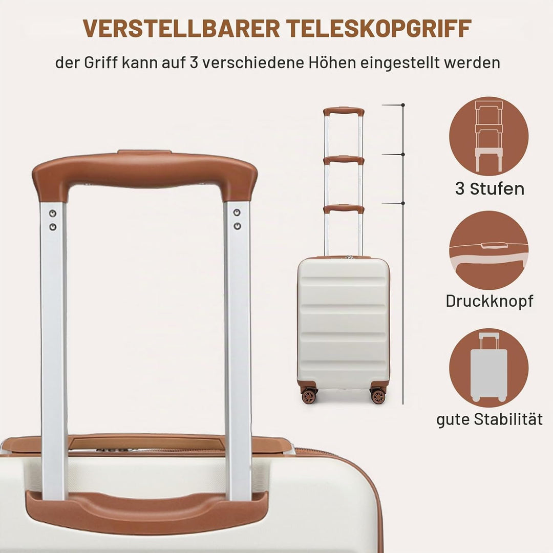KONO Koffer Trolley Handgepäck Kabinenkoffer Leichte Hartschalengepäck mit TSA-Schloss und doppelte
