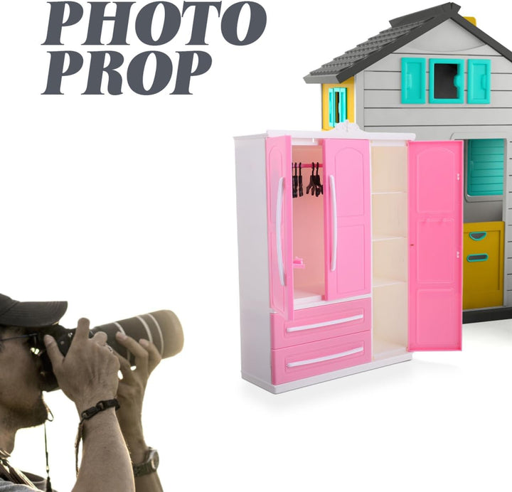 HEMOTON Puppen-Miniatur-kleiderschrank Mit Kleiderbügeln Für Spielzeug-kleideraufbewahrungsregal Für