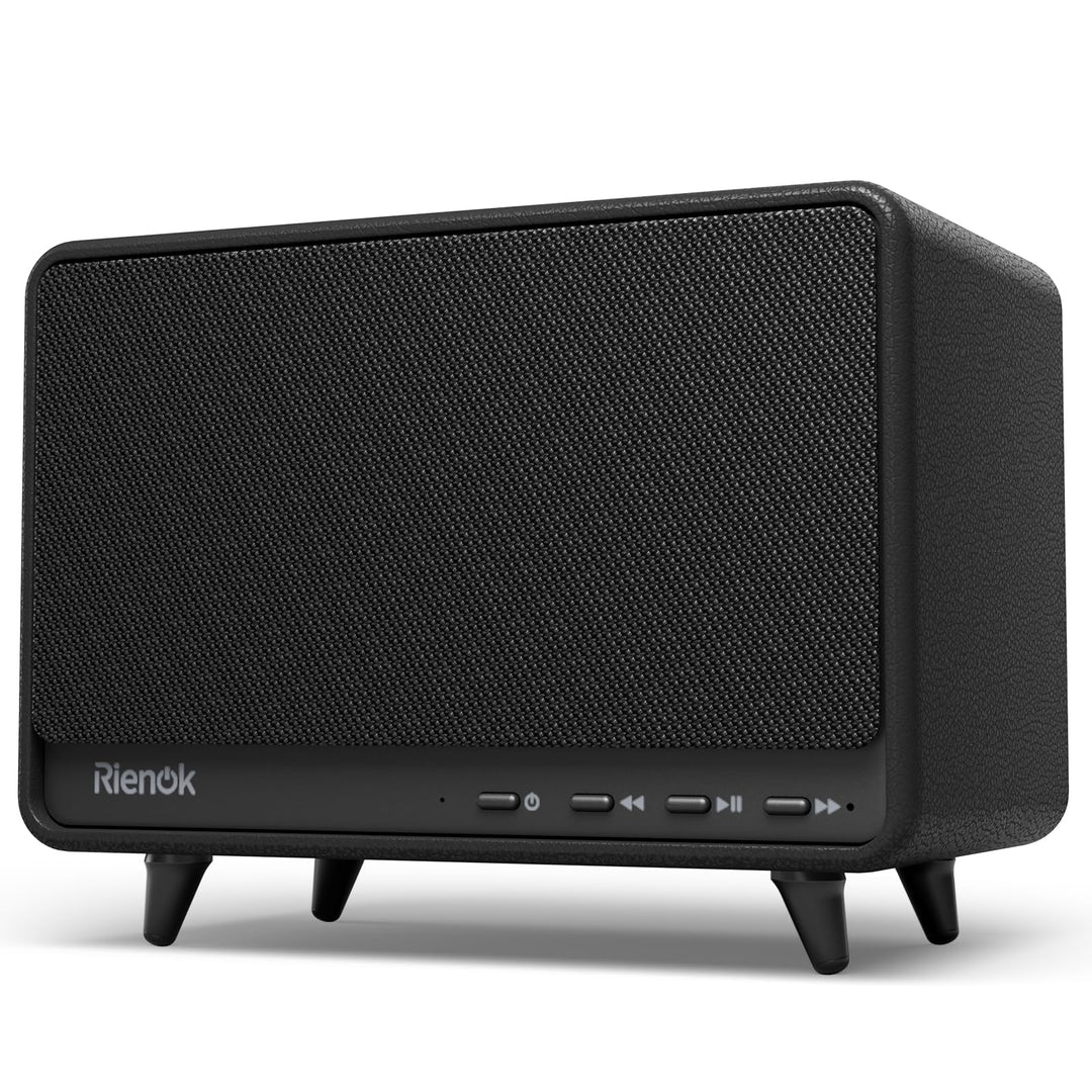 RIENOK Bluetooth Lautsprecher aus Holz, 40W Musikbox kabellos mit Holzgehäuse, 24 Std. Spielzeit kra