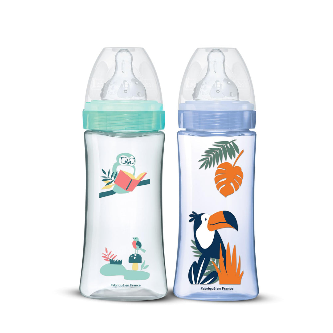 DODIE Anti-Kolik-Flaschen, rund, 330 ml + 6 Monate, 3 Geschwindigkeitsstufen, Durchfluss 3, Blau und