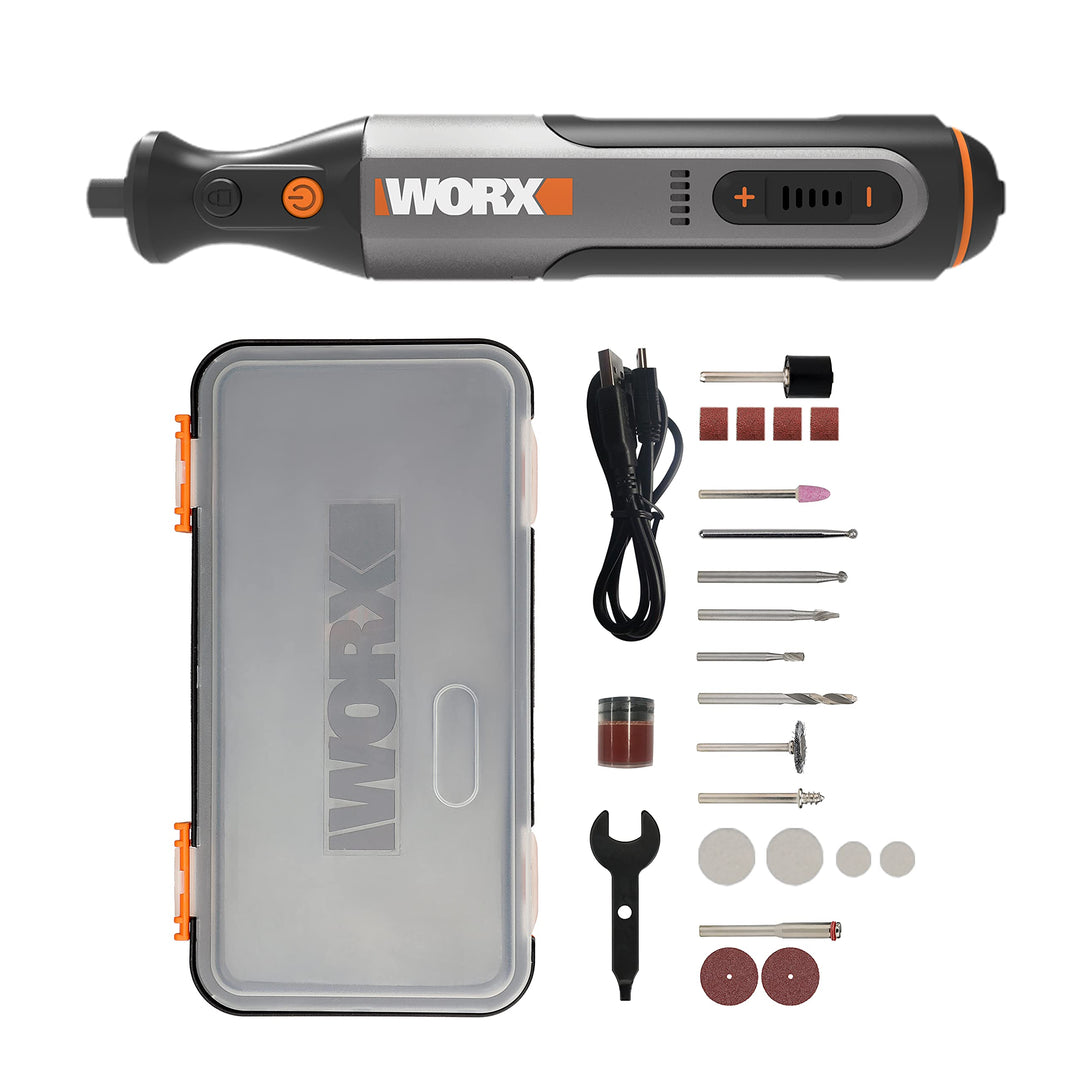 WORX Akku Multifunktionswerkzeug 8V WX106 mit 23 Zubehören Variable Drehzahleinstellung 5000-28000 U