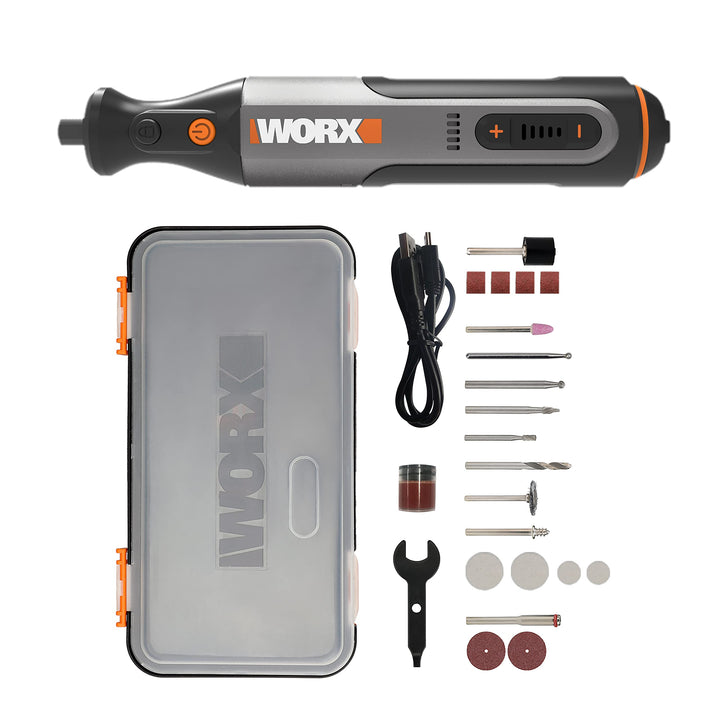 WORX Akku Multifunktionswerkzeug 8V WX106 mit 23 Zubehören Variable Drehzahleinstellung 5000-28000 U