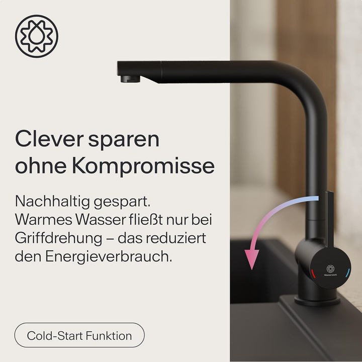 Wasserwerk Küchenarmatur WK4 | Wasserhahn Küche | Spültischarmatur mit Schwenkauslauf | 360° drehbar